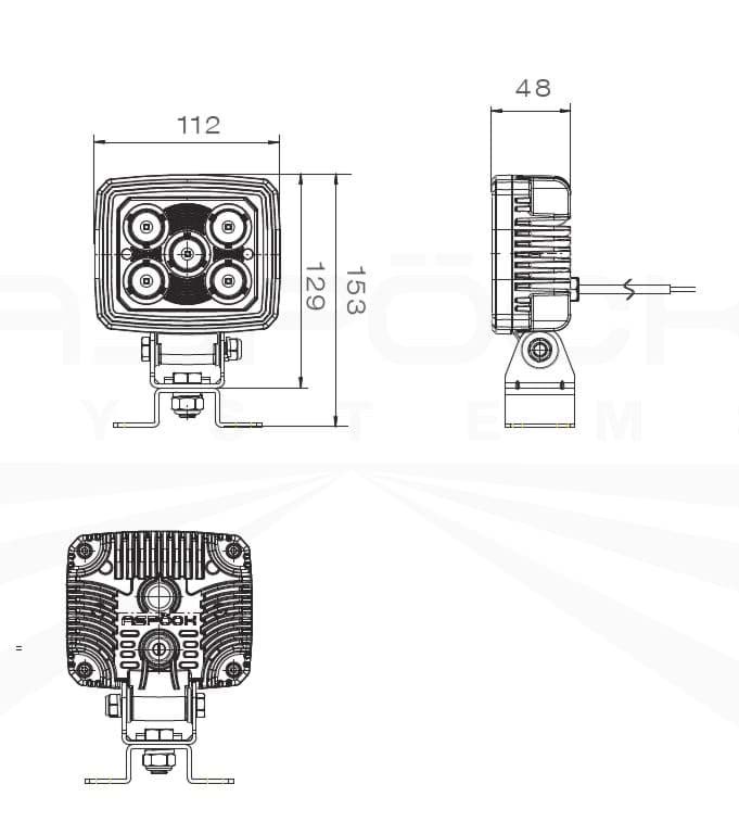 A.PiERiNGER. Rüchfahrscheinwerfer Workpoint LED 1500 12V 24V Kabel  38-8220-007 Aspöck