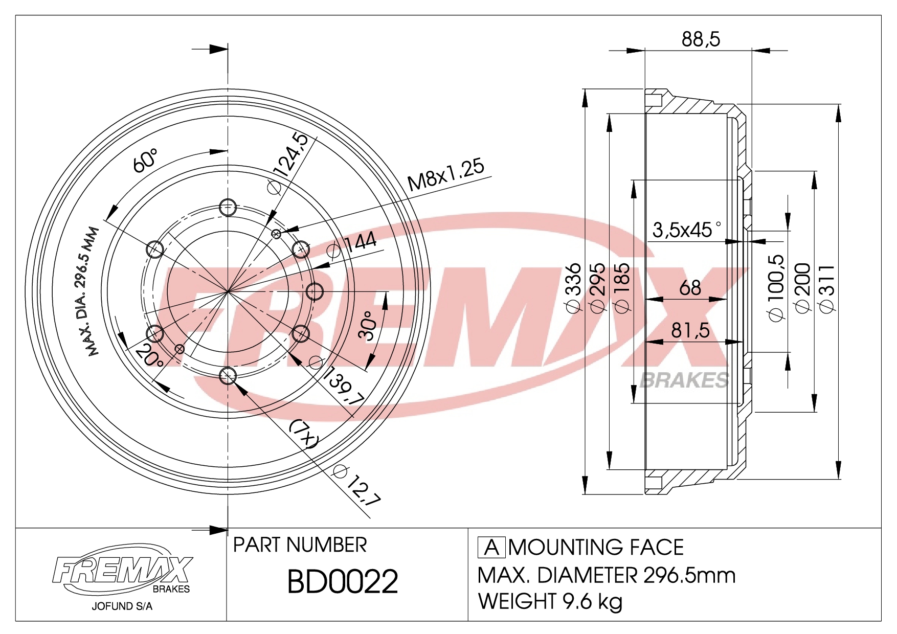 Imagen de BD-0101  B.DRUM HC  für Hyu.H100 93-00