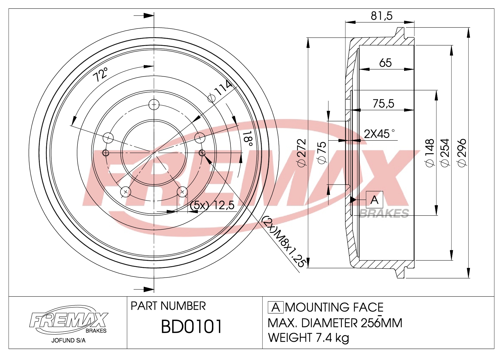 Imagen de BD-0114  B.DRUM HC  für A-Klasse Ab 99