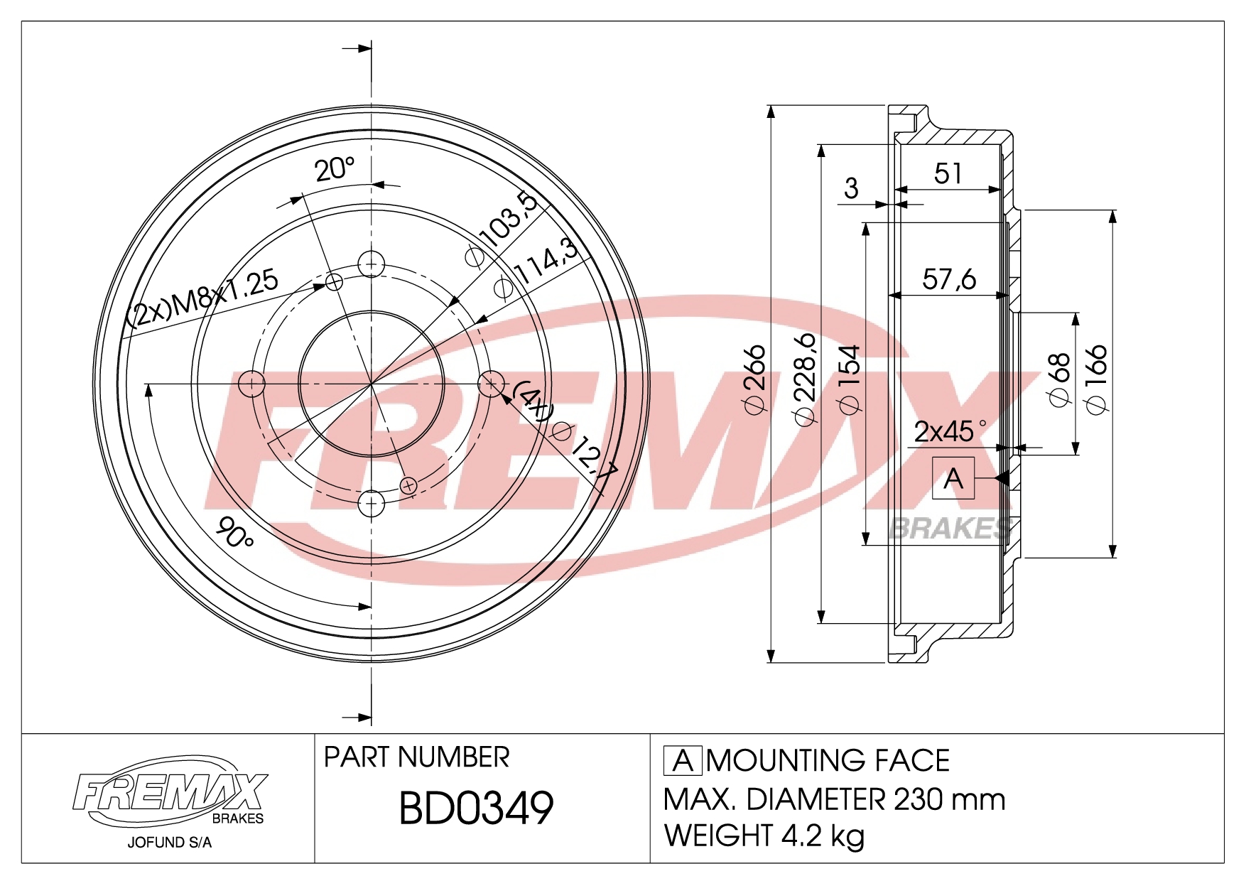 Bild von BD-0511  B.DRUM HC  für Renault 79-