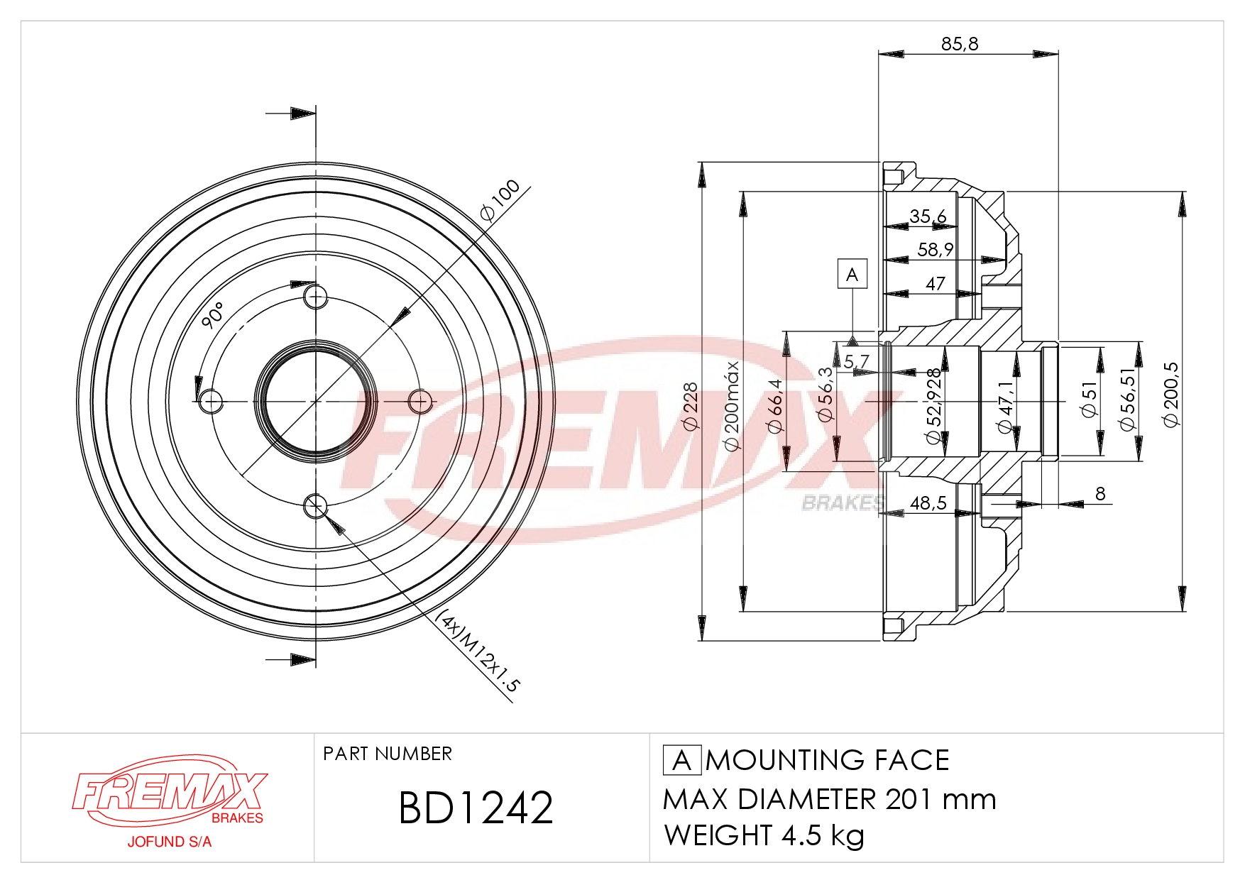 Bild von BD-1244  B.DRUM HC WITH BEARING - COMPONENTS RETAINING RING (1),BEARING (1) für O Cors 00-