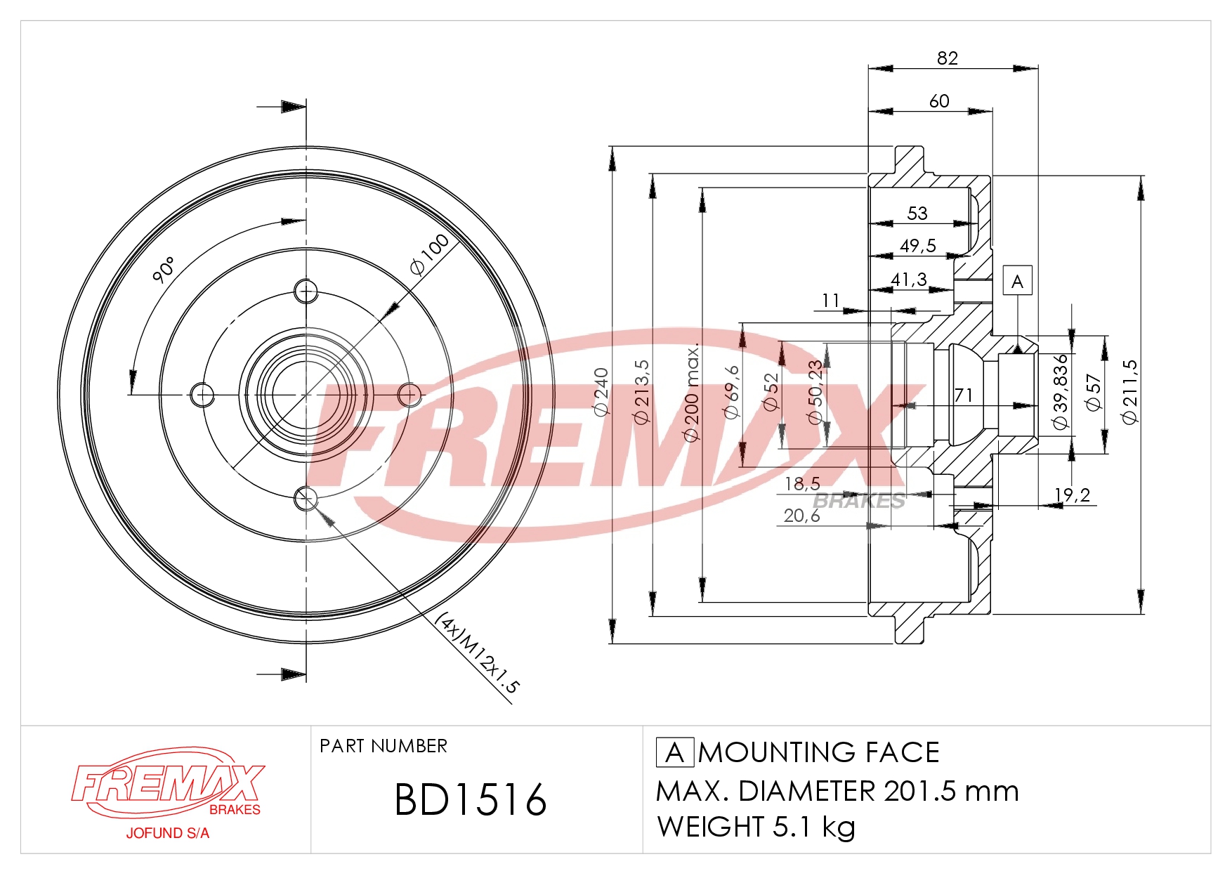 Bild von BD-1517  B.DRUM HC  für Vw Passat 80-97