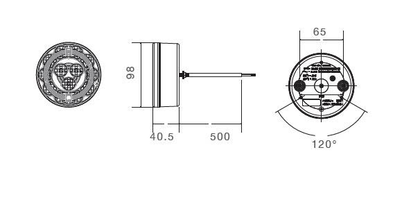 Picture of 33-9280-001 Aspöck Braspoint 98 Blink-, Brems-, Rücklicht 0,5m AMP 4 pol.