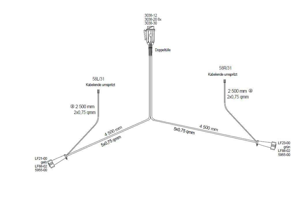 Kabelbaum 4,7m Abgang 58-2040-257 Aspöck Anhängerkabel 7m 13-polig Stecker