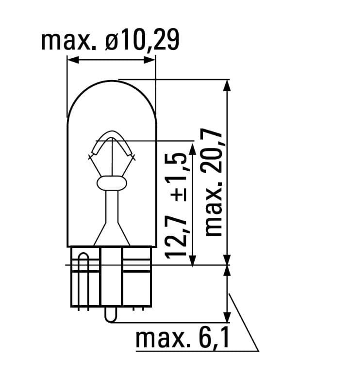 A.PiERiNGER. 12V 5W gelb orange Glassockellampe W2,1x9,5d WY5W