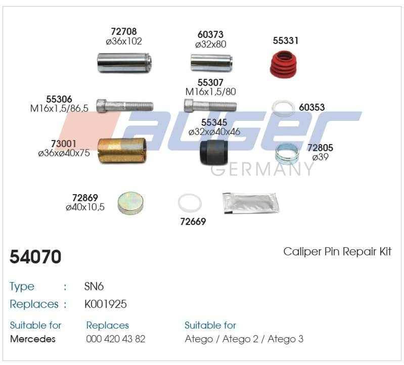 Picture of 54070 Auger Reparatursatz  Bremssattel passend für MERCEDES Atego