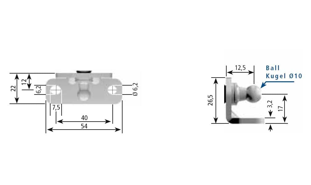 Imagen de Stabilus 8262WE Befestigungselement  Winkel für Lift-o-Mat Gasfeder Kugel Ø bis 1000N