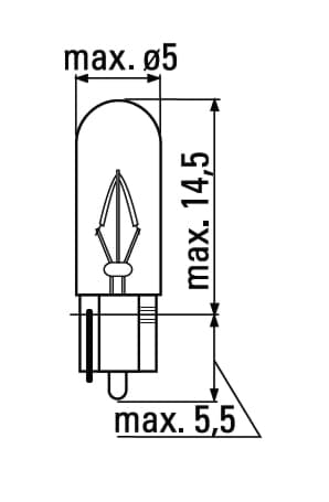 Bild von 12V 2W  Glassockellampe  Lampe GE 91605 Glühlampe T5