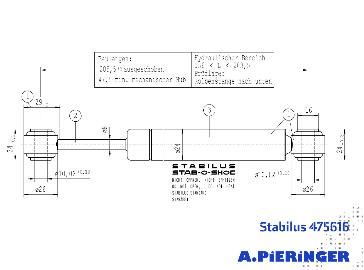 Picture of Stabilus 475616 DÄMPFERN STAB-O-SHOC DÄMPFER (Werksbestellung LZ siehe Text)