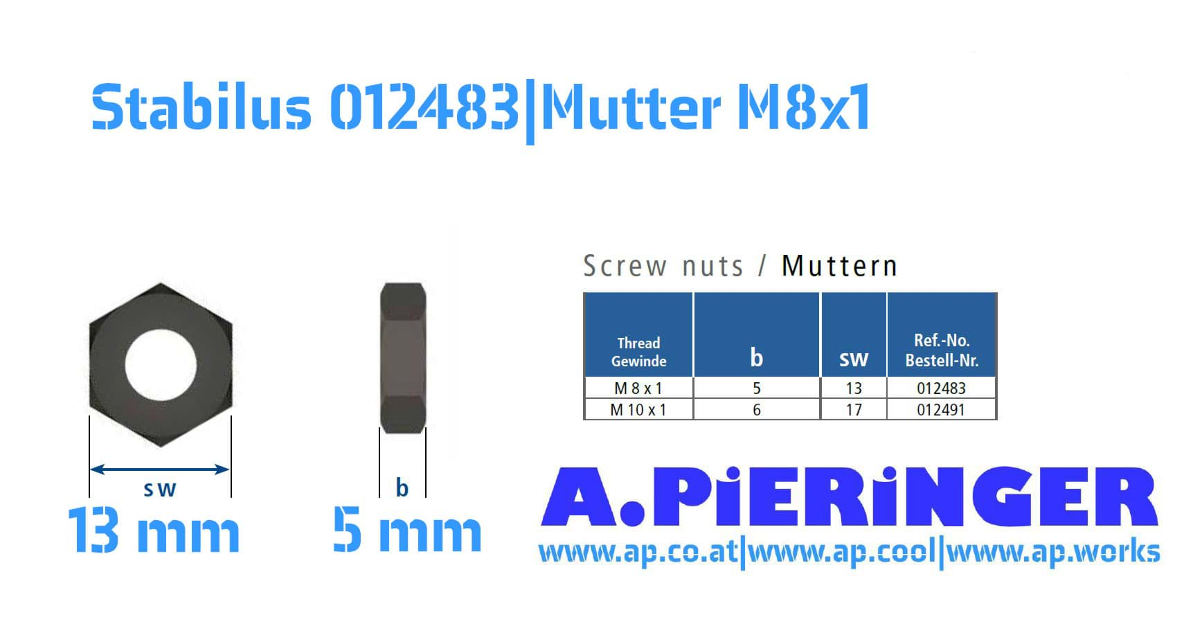 Bild von Stabilus 012483 MUTTER M8x1