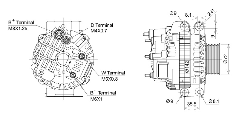 Bild von Generator  24V 100A Mitsubishi passend für Scania Mitssubsihi A4TR55291