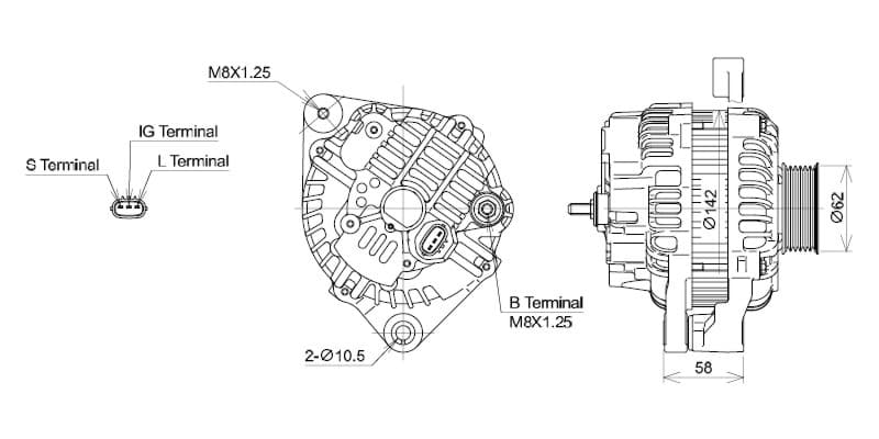 Bild von Generator  24V  90A passend für Iveco Bus mit Riemenscheibe Ø 62 6-Rillen