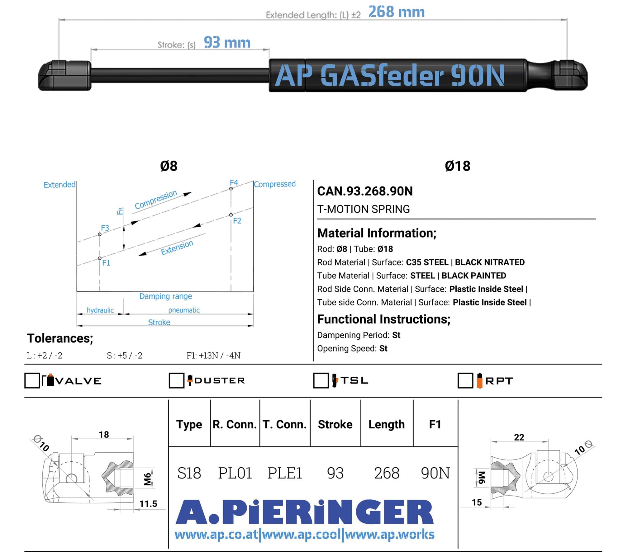 Bild von AP GASfeder CAN.93.268.90N