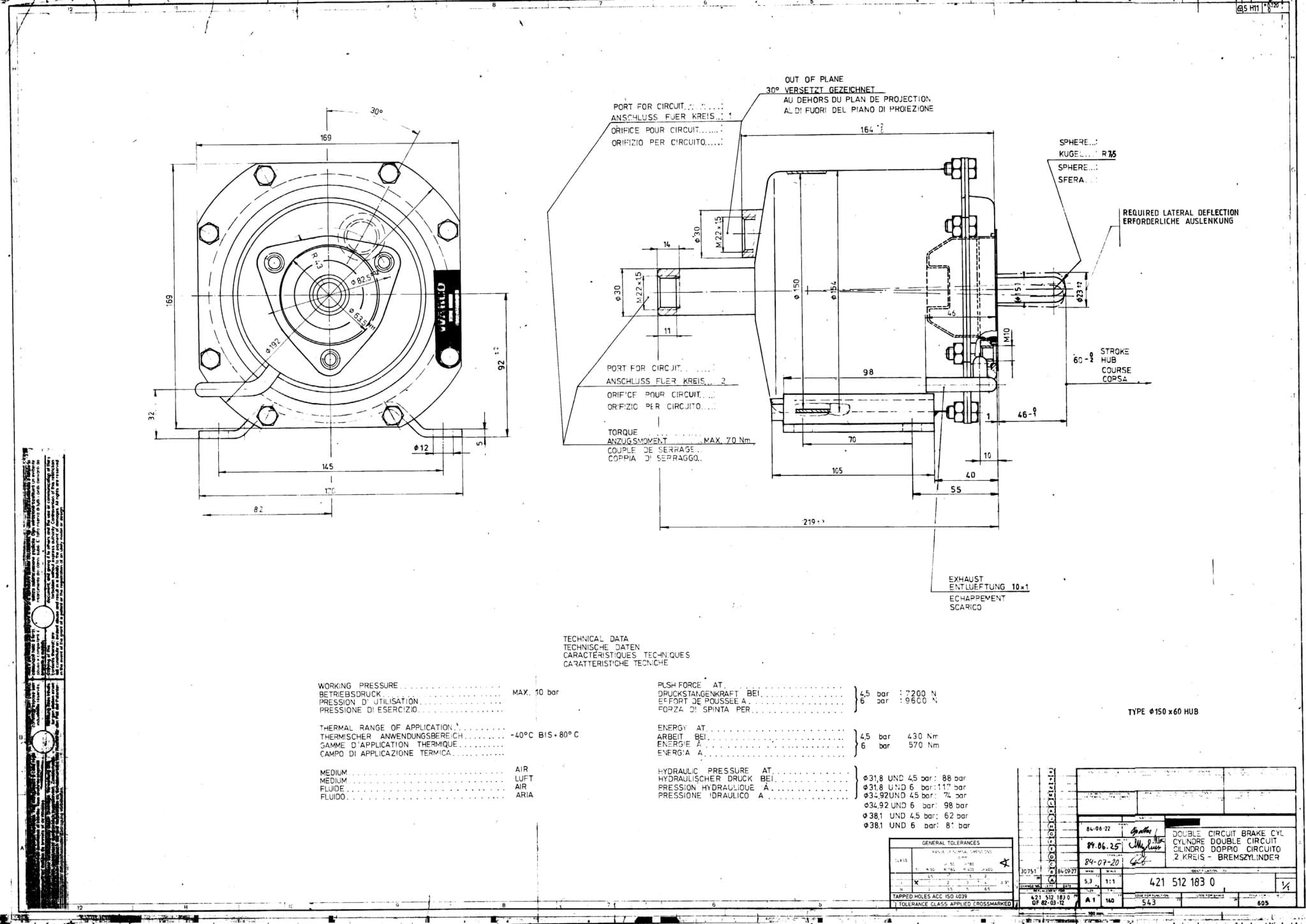 Bild von WABCO 4215121830 Double Circuit Brake Cylinder / Zweikreis-Bremszylinder